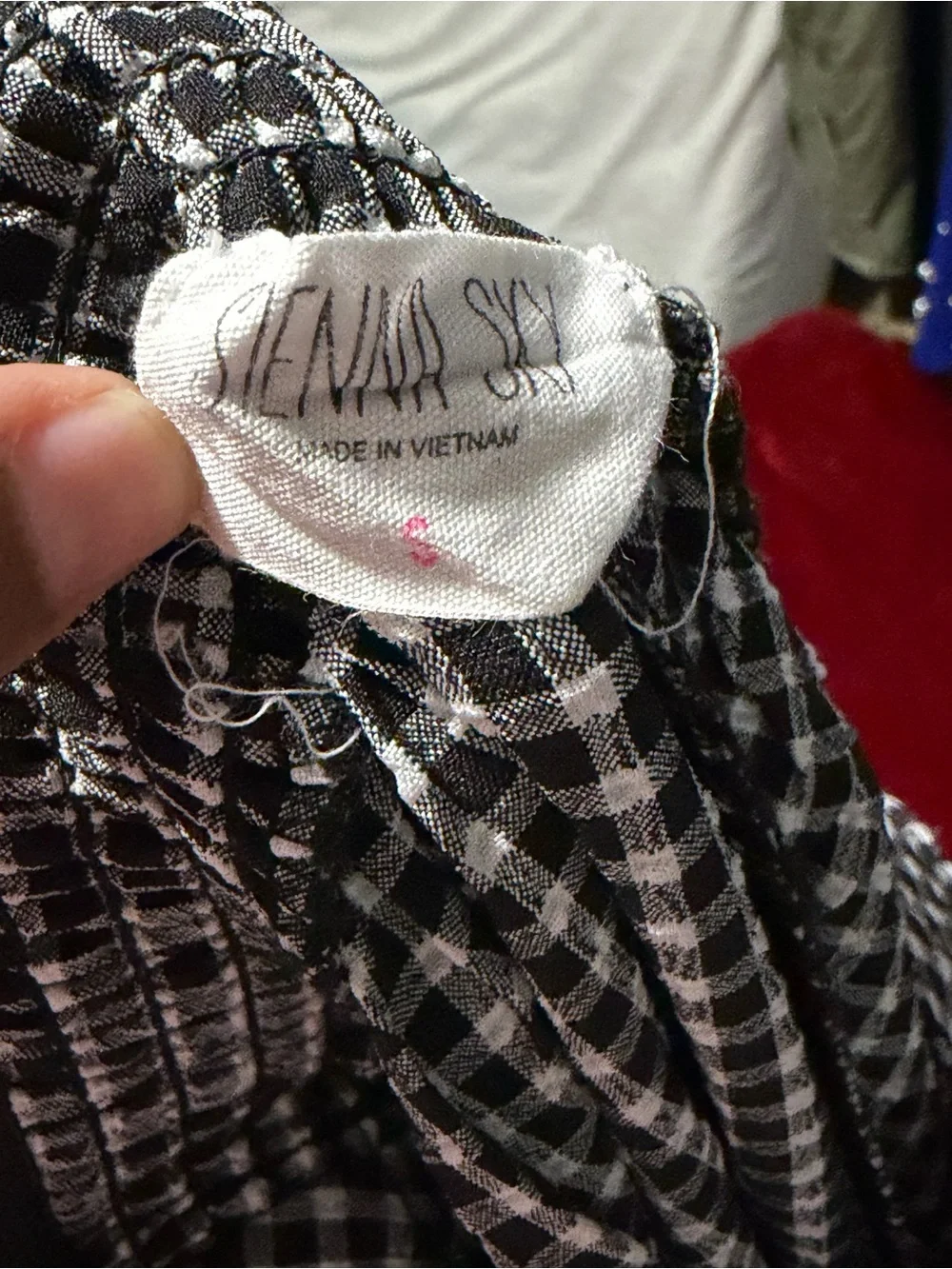 Sienna Sky Black & White Gingham High-Waist Tie Pants